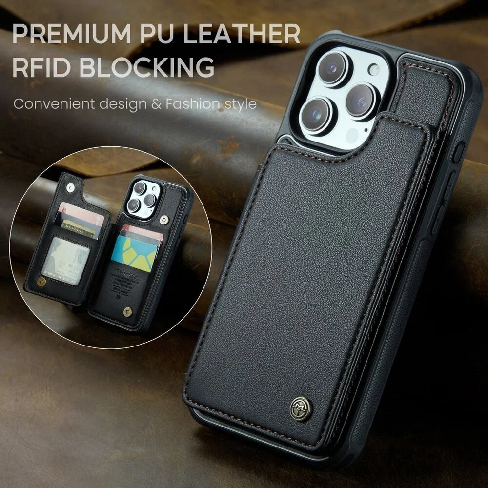 CaseMe C22 for iPhone 15 Pro Max PU Leather Wallet Case‎ with RFID Blocking Card